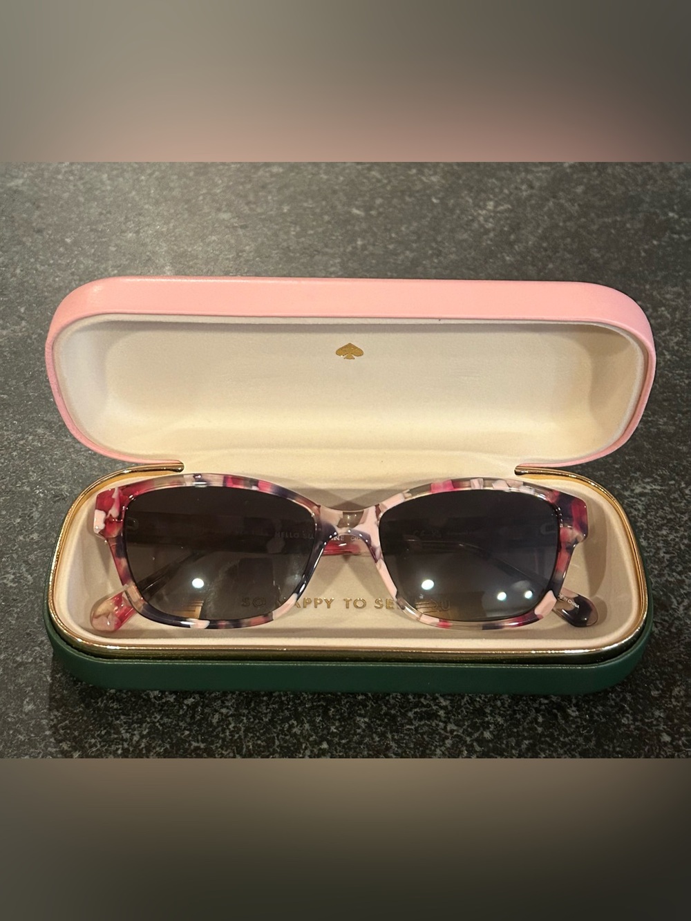 kate spade Pink Tortoise Rectangular Women's Sunglasses